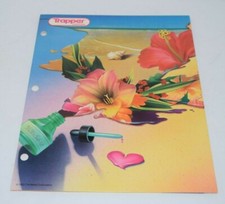 Vintage Mead Trapper Folder Portfolio - 2 Pockets 3 Holes 1992 Ink Flower Scene