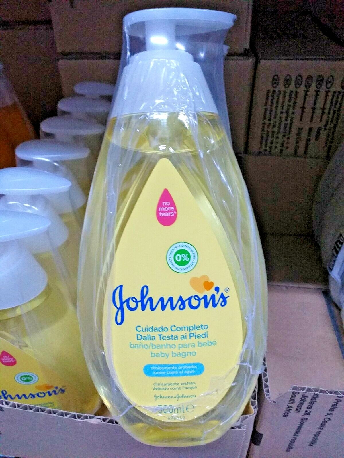 3 Pezzi Johnson's Baby Bagno dalla Testa ai Piedi Delicato come l'acqua 500ml