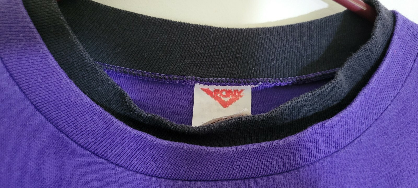 T shirt vintage anni 80 PONY marca atletica logo uomo M doppio strato USA S S tee