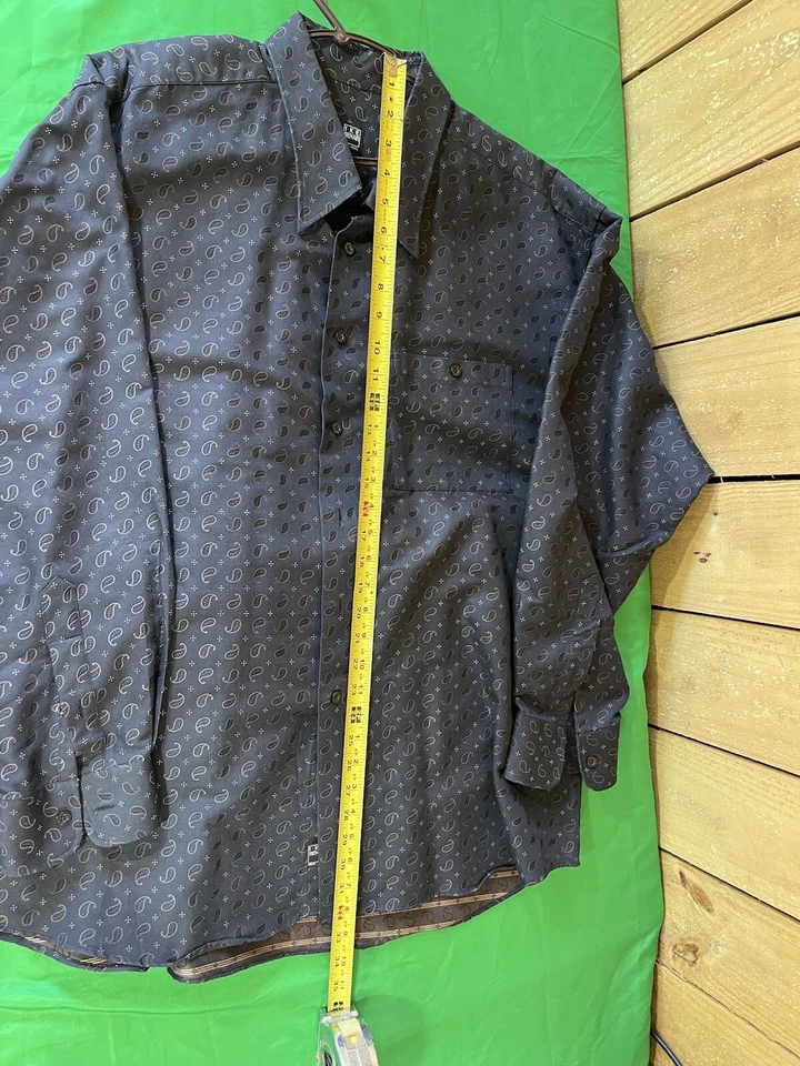 Ike Behar 男式蓝色几何长袖棉质正装衬衫,尺寸 XXL。 — 第 4/4 张图片