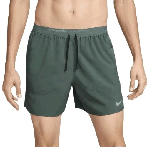Men Nike Stride Dri-FIT 5" Brief-Lined Running Shorts Green Size 2XLARGE
