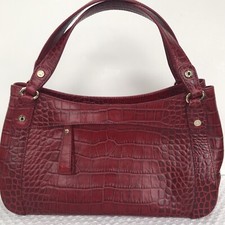Monsac Original Leather Handbag. Scarlet Crocodile Design. Msrp $338 Nwt
