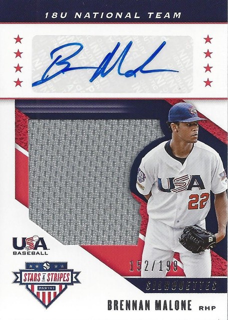 2019 USA Baseball Stars and Stripes Silhouettes Jerseys Brennan Malone Auto /199