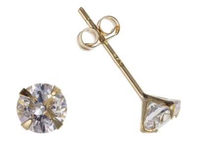9KT GOLD CZ OHRSTECKER RUND BRILLANT KLAR RUND WEISS ZIRKONIA BOX