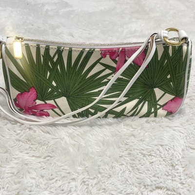 CELINE Green Leaves and Pink Flowers Accessory Pouch 9 inch