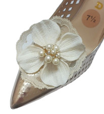 Off White Color Flower Clips for Shoes 2 pieces , Shoe Clips, Shoe Accessories