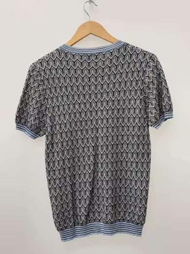 PRADA/Knit sweater (thin)/Size 48/Silk/Black/All-over pattern/UMA619 thumbnail 2