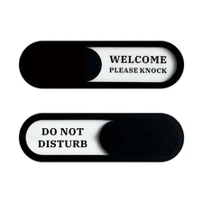 Acrylic Privacy Sign, Do Not Disturb/Welcome Please Knock, Black, (7.4 x 2.2)...