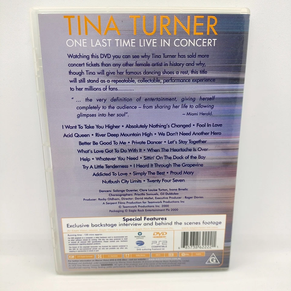 Tina Turner - One Last Time Live in Concert (DVD, 2000) PAL - image 2 of 4