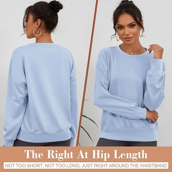 Sweat-shirt oversize pour femme à manches longues sport chic bleu taille L - Photo 3/4