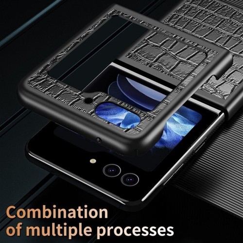 Custodia in pelle modello coccodrillo armatura per Samsung Galaxy Z Flip 5 4 3 posteriore - Foto 5 di 18