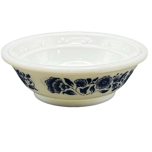 Vintage Avon Soap Dish White & Blue Milk Glass 5" Rose Small Bowl Floral 1970s.