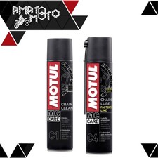 Kit De Nettoyage Chaîne Moto Dégraissant MOTUL C1 + C4 Graisse Lubrifiante Spray