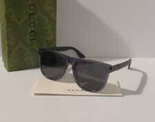 Gucci GG0010S 001 Transparent Grey Square Sunglasses Unisex Ships Today