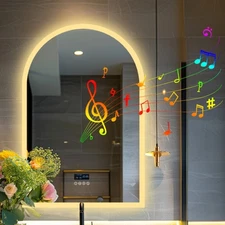 LUVODI Arched Bathroom Mirror Bluetooth Speakers Dimmable Backlit Makeup Mirror