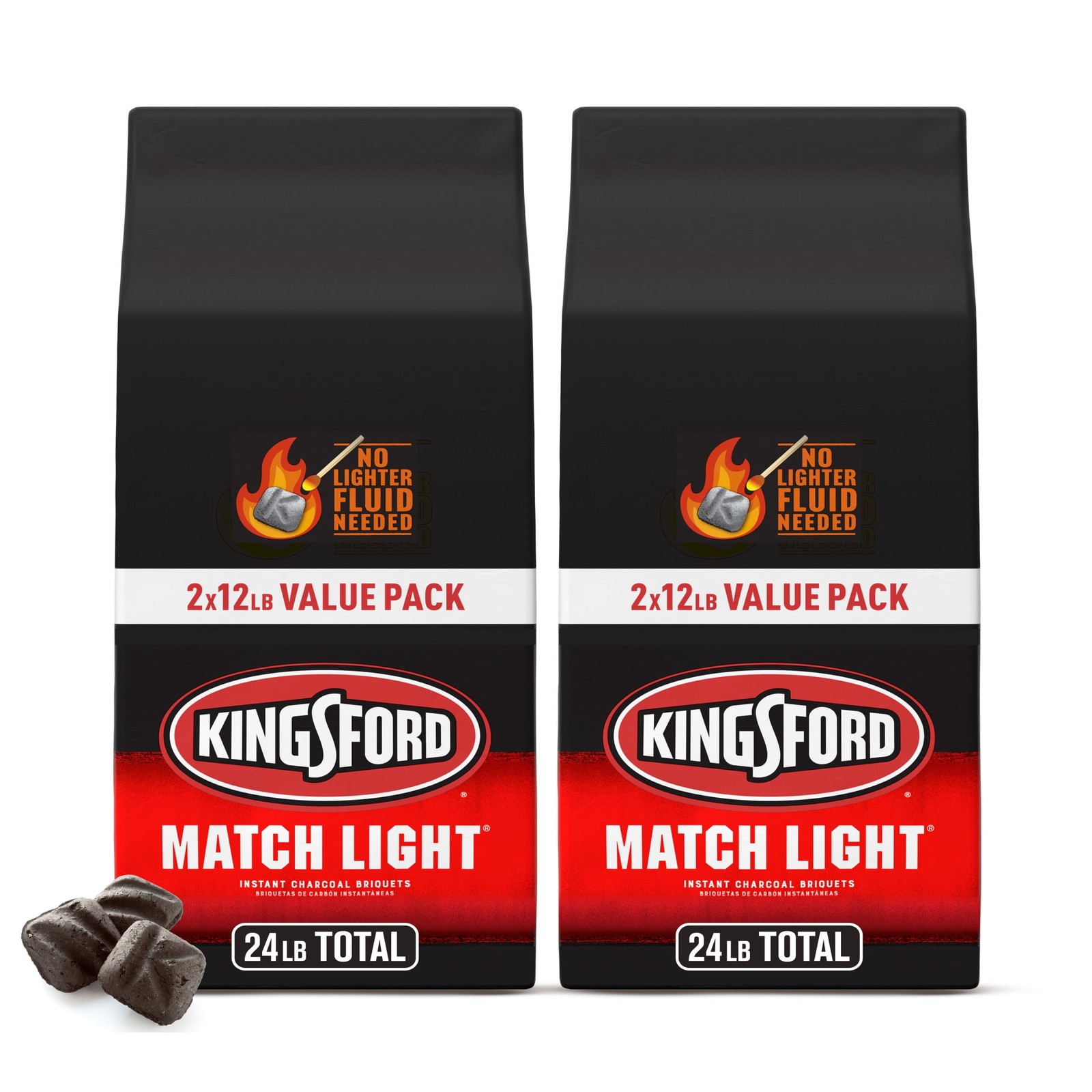 Kingsford Match Light Instant Charcoal Briquettes, 12 lbs, 2 Pack