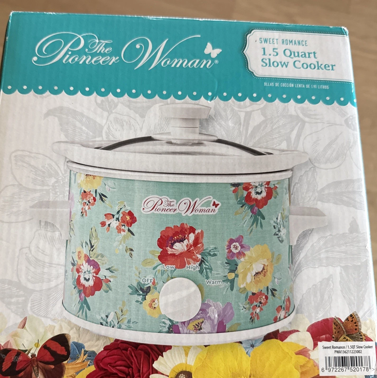 Pioneer Woman Sweet Romance 1.5-Qt Small Slow Cooker Crock Pot Floral NIB