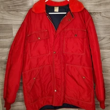 Vtg RefrigiWear X-Large Heavy Red Hooded Coat Workwear Jacket Pockets USA Made