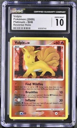 Pokémon Vulpix (Shiny) SH6 Platinum Reverse Holo - CGC 10 Gem Mint Top Pop!