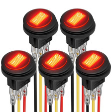 Rocker Switch 12V 20A Waterproof Marine round Rocker Switch Red LED