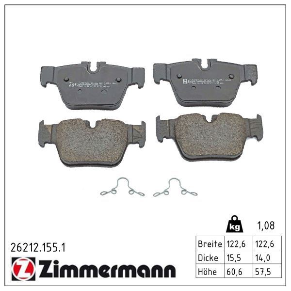 Zimmermann BremsbelÄGe Bremsbelagsatz Hinten FüR BMW 1ER F40 2ER F44 X2 F39 Mini-image