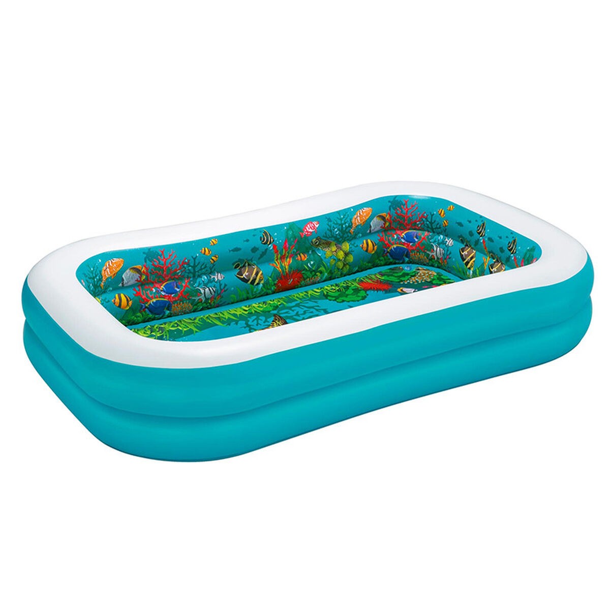 Bestway Piscina Hinchable 2 Camaras Fondo 3D Marino con Accesorios 262x175x51