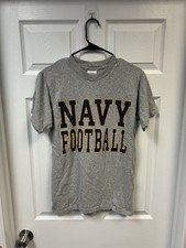 Vintage 90s Navy Football T Shirt USA Made Single Stitch Gray Cotton Exchange Sm