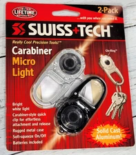 SWISS + TECH Carabiner Micro Light 2-pack Silver & Black (MLCSSV-CB2)