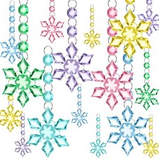 30 Pcs Christmas Pastel Crystal Snowflake Ornaments for Tree, Hanging Crystal...