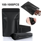 100-1000 Black Aluminium Mylar Bags Foil Stand Up Pouch Heat Sealer Food Storage