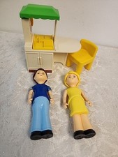 Little Tikes Doll House Party Kitchen Island Sink Oven  Chair 2 Figures Mom Da