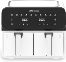 Emtronics 8L Dual Zone Air Fryer 2400W Family Size, 8 Preset Cooking Mode, Match