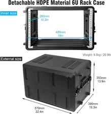 6U Rack Case Rackmount Flight Case Dust-Proof for DJ Microphone Compartments