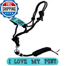 Showman Pony Rope Halter W/Turquoise Leather ...