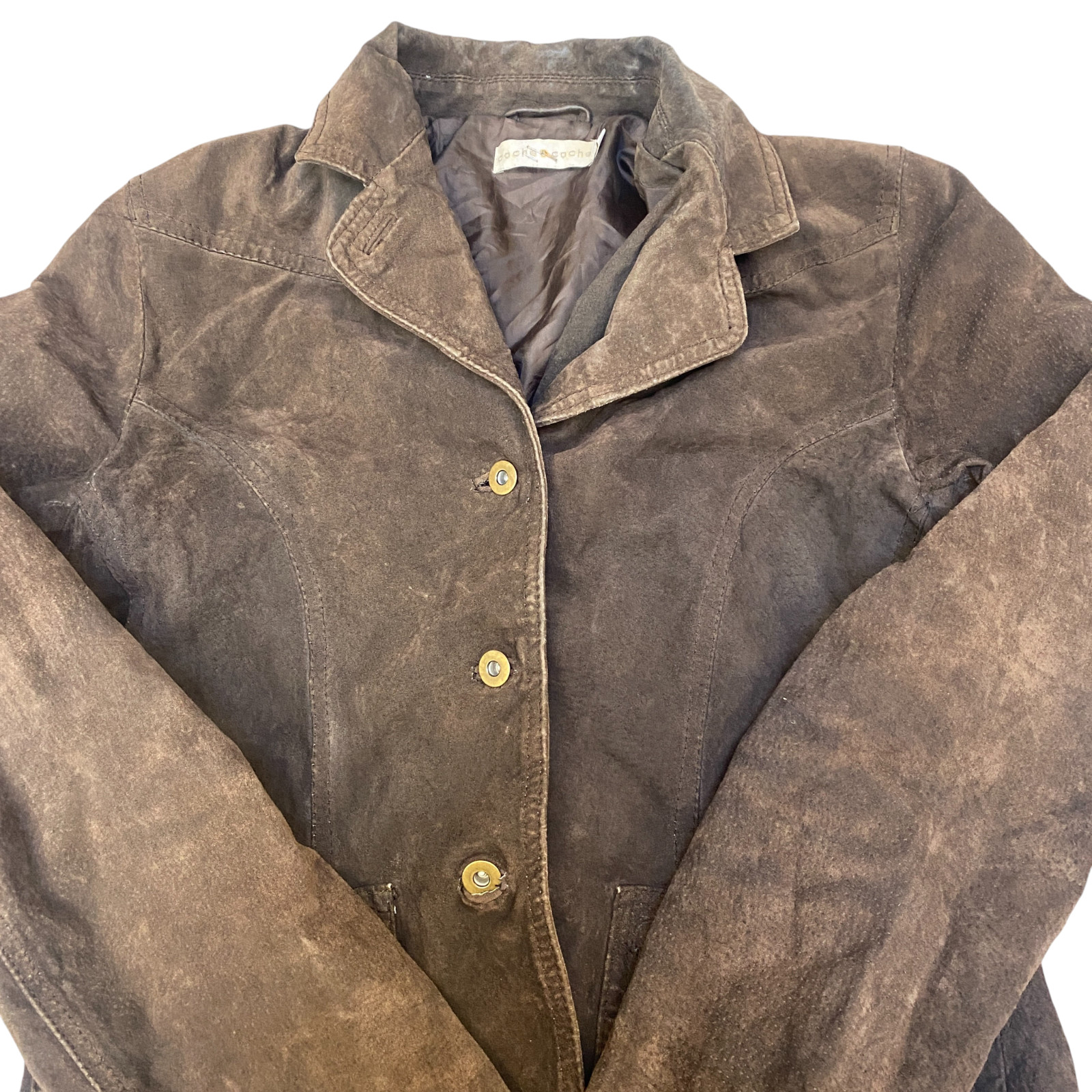 Cache Cache Suede Leather Blazer Jacket Women Med… - image 2