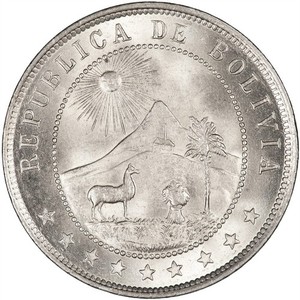 Bolivia 1919 10 Centavos CHOICE LUSTROUS UNC TWO-YEAR TYPE