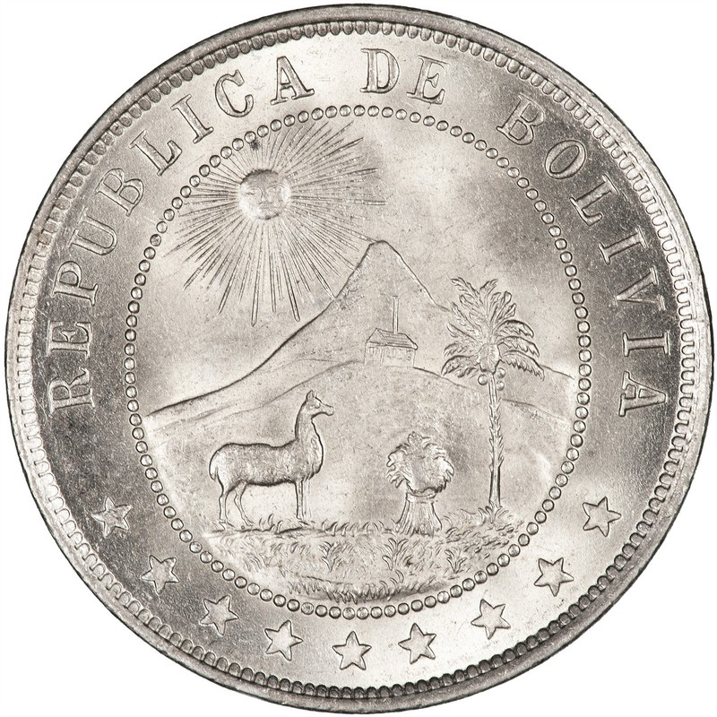 Bolivia 1919 10 Centavos CHOICE LUSTROUS UNC TWO-YEAR TYPE