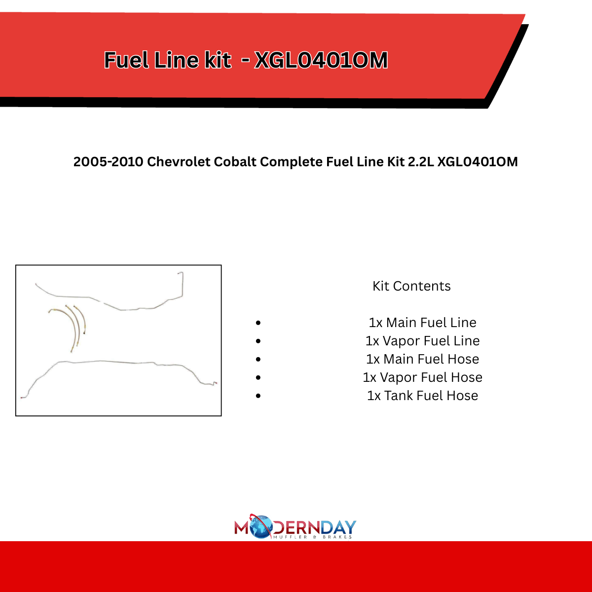 For 2005-2010 Chevrolet Cobalt 2.2L Complete Fuel Line Kit Steel