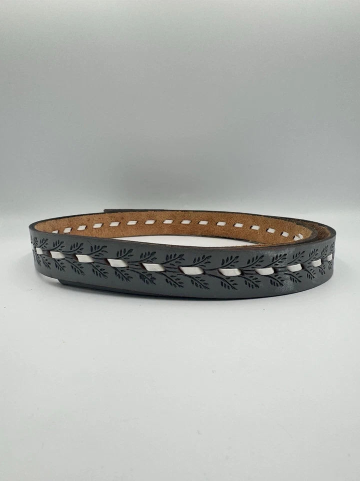 Correa de cinturón vintage Dakota Belt Co cuero genuino gris occidental EE. UU. 40/41-ish Foto 2 de 4