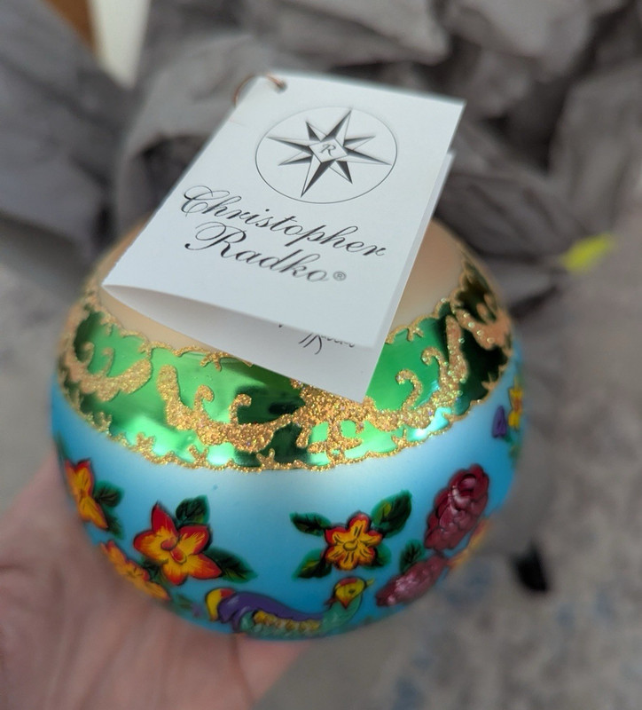 Christopher Radko Devonshire Ball Bauble Ornament Floral Flowers