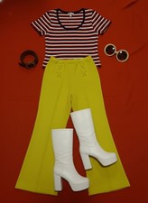 Vintage 1970s Alex Colman Yellow Flare Women's Polyester Pants