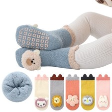 Kids Infants Girls Fluffy Bed Slipper Socks 2 Pairs Anti Slip Grips Warm Winter