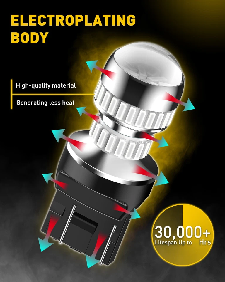 7443 Rojo LED Flash Estroboscópico Parpadeante Freno Trasero Parada Bombillas Luz/Estacionamiento Canbus EV Foto 4 de 4