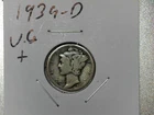 1939-D Mercury Dime 90% Silver Very Good Condition ESTATE FIND, LOW SHIPPING