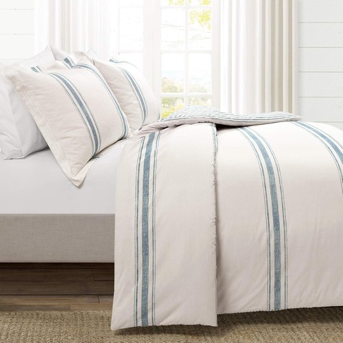 Farmhouse Style Reversible Cotton Duvet Set - Full/Queen with Pillow Shams - Picture 3 of 12
