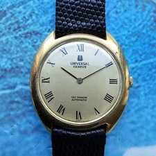 Universal Geneve Gilt Shadow Slim Micro Rotor Automatic Men's Watch For Repair 