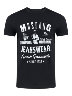 Mustang Herren T-Shirt Basic Print Rundhals Kurzarm Tee Shirt 100% Baumwolle NEU