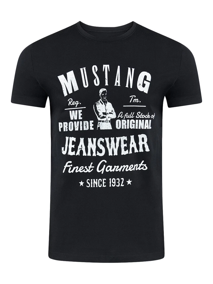 Mustang Homme T-Shirt Basic Imprimé Col Rond Manches Courtes 100% Coton De - Photo 1/1