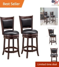 Cappuccino Wood Barstool Set of 2 - Swivel Seat for Stylish Kitchen and Bar A...