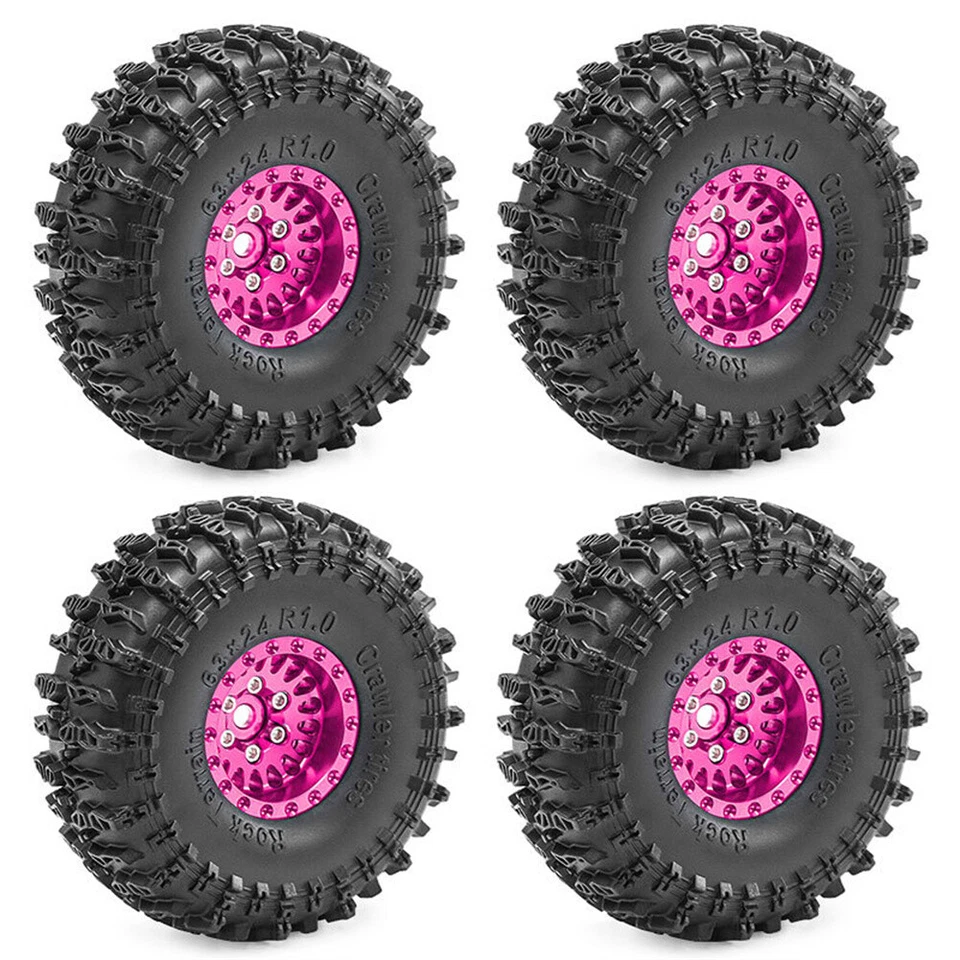 Aluminum 1.0" Beadlock Wheel Rim &Tires for Traxxas 1/18 TRX4M 1/24 SCX24 AX24 - Image 4 of 4